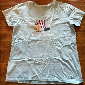Life is Good Lab w/Patriotic Beach Chair Crusher TShirt, Size L, EUC
